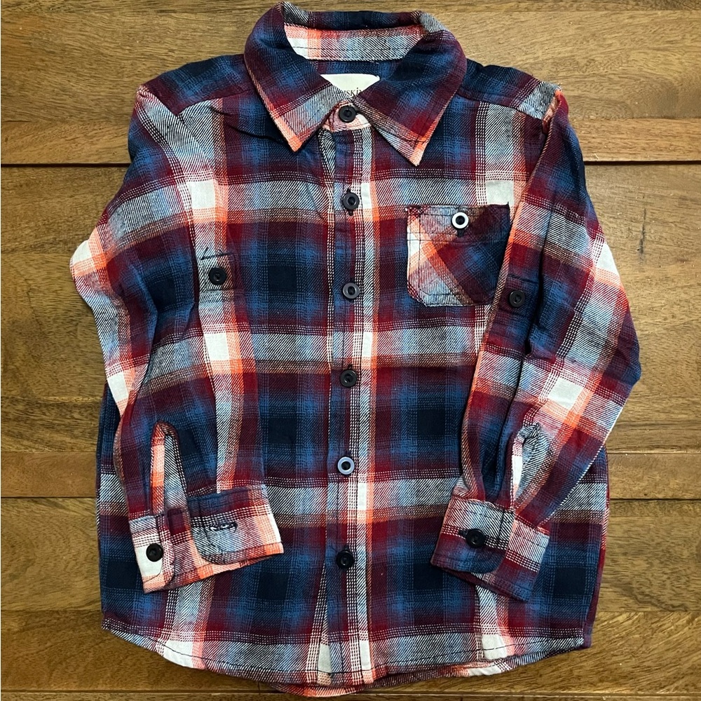 Toughskins Red and Blue Plaid Button Down Shirt